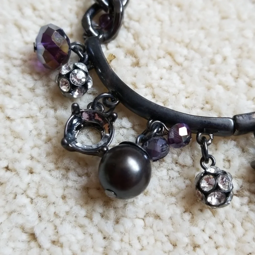 💗  VERA WANG Antique Tone Charm Beaded Bracelet & Necklace - Picture 5 of 8